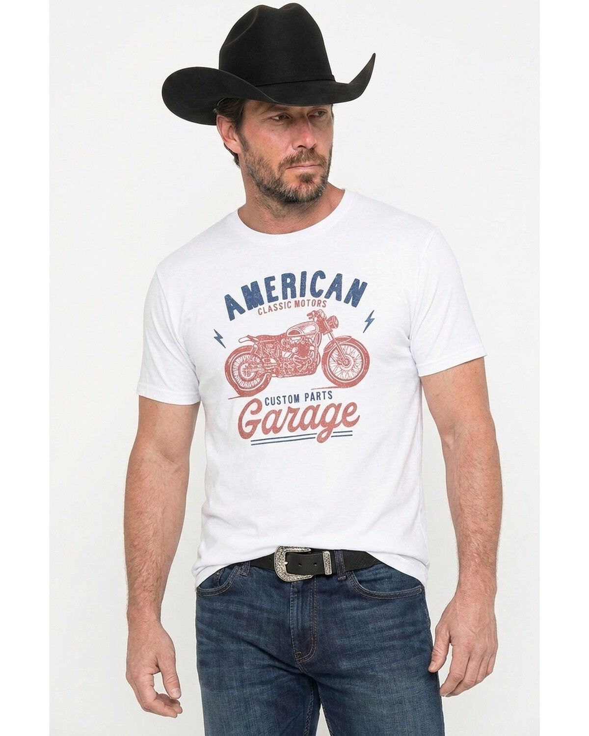 Americana Men's Vintage Garage Short Sleeve Graphic T-Shirt, White, hi-res