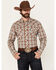 Image #1 - Wrangler Retro Men's Plaid Print Long Sleeve Snap Western Shirt, Brown, hi-res