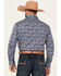 Image #4 - Rock & Roll Denim Men's Paisley Print Long Sleeve Snap Stretch Western Shirt, Blue, hi-res