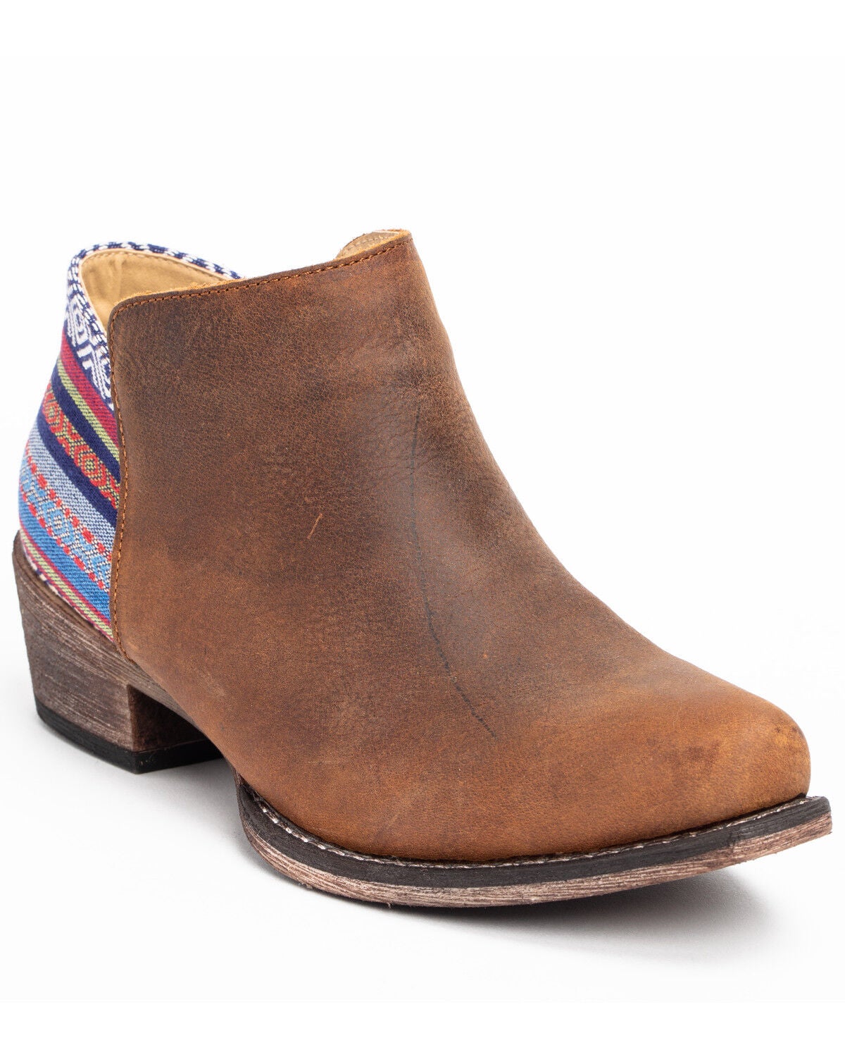 Roper Women's Serape Heel Fashion Booties - Snip Toe, Brown, hi-res