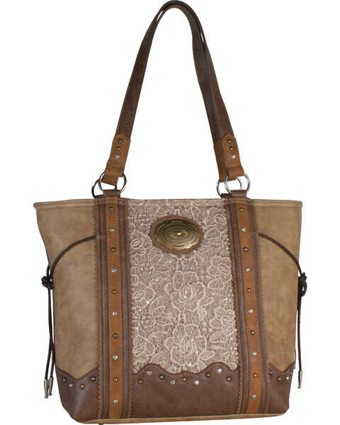 Justin Women's Tan Lace Inlay Concealed Carry Tote , Tan, hi-res