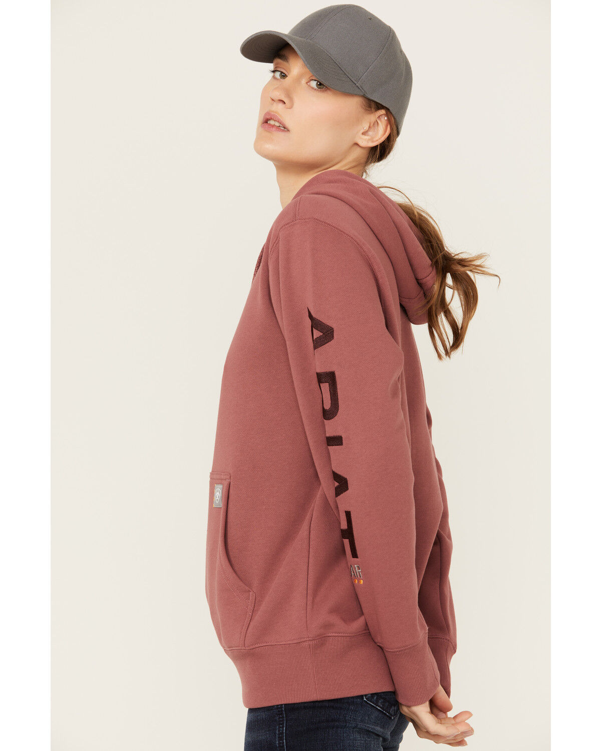 Image #2 - Ariat Women's Rebar Logo Hoodie, Red, hi-res