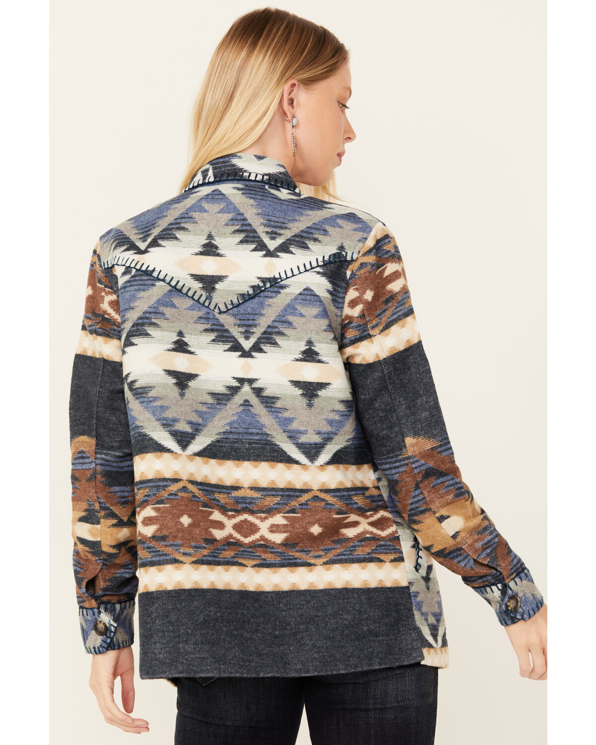 Image #4 - Idyllwind Women's Luttrell Southwestern Print Shacket, Dark Blue, hi-res