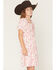 Image #2 - Trixxi Little Girls' Floral Print Puff Sleeve Midi Dress, Pink, hi-res