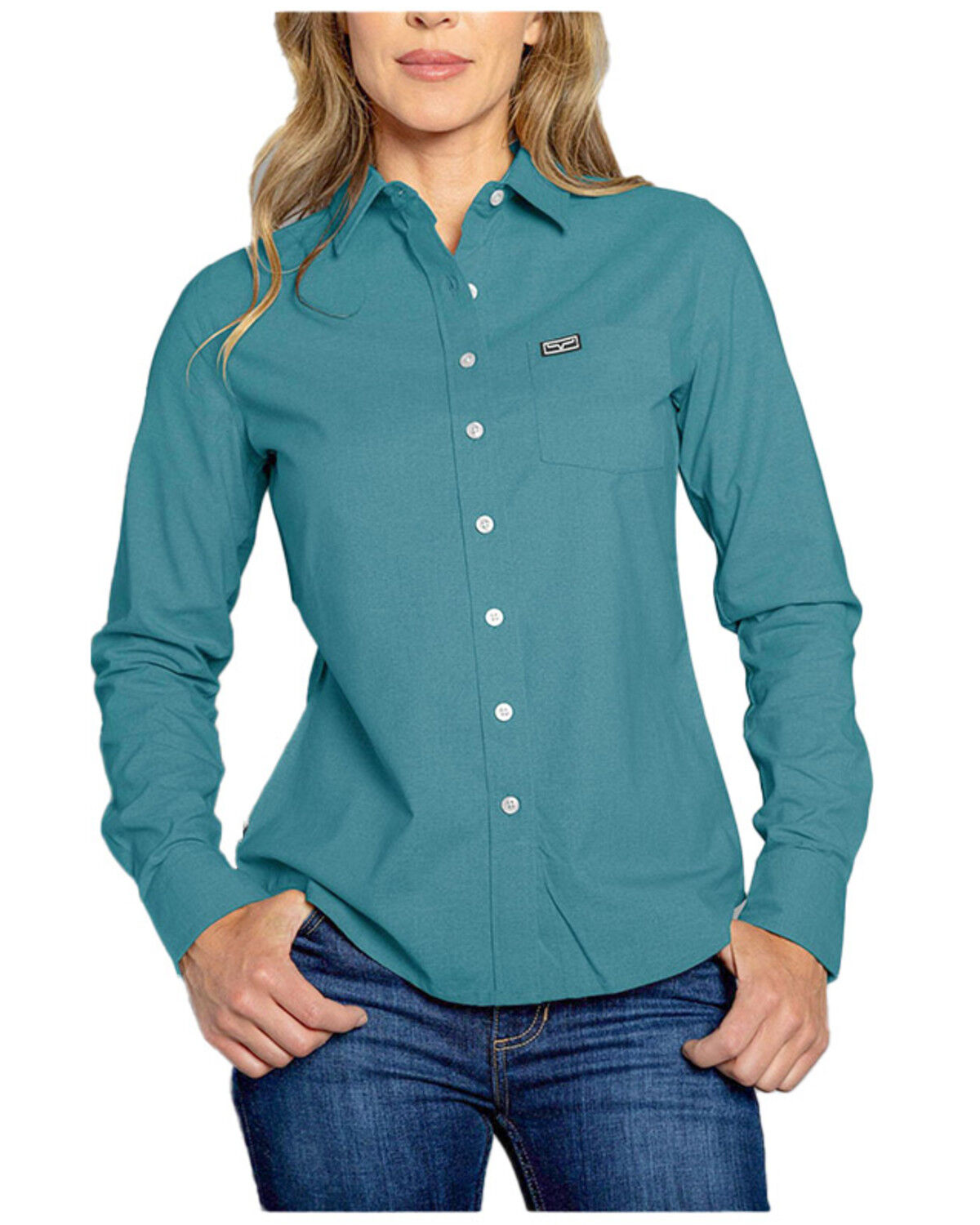 Image #1 - Kimes Ranch Women's Linville Long Sleeve Button-Down Western Stretch Shirt, Blue, hi-res