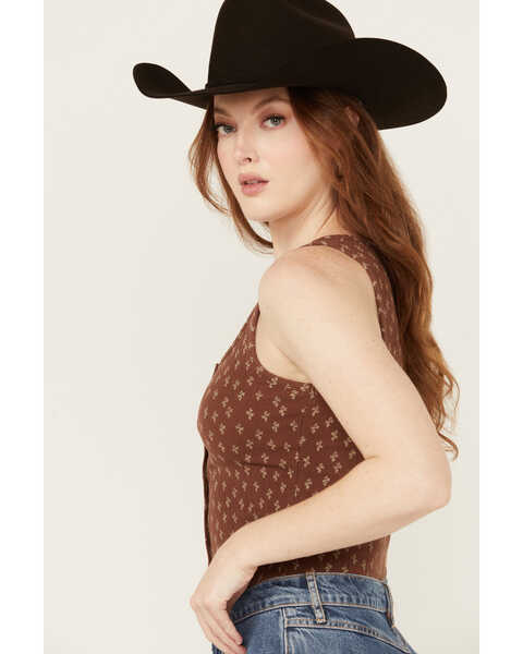 Image #2 - Cleo + Wolf Women's Adriel Ribbed Knit Cropped Tank Top , Lt Brown, hi-res