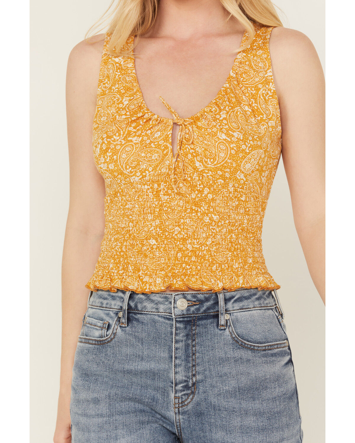 Image #3 - Bila Women's Ditsy Floral Print Cropped Tank Top, Orange, hi-res