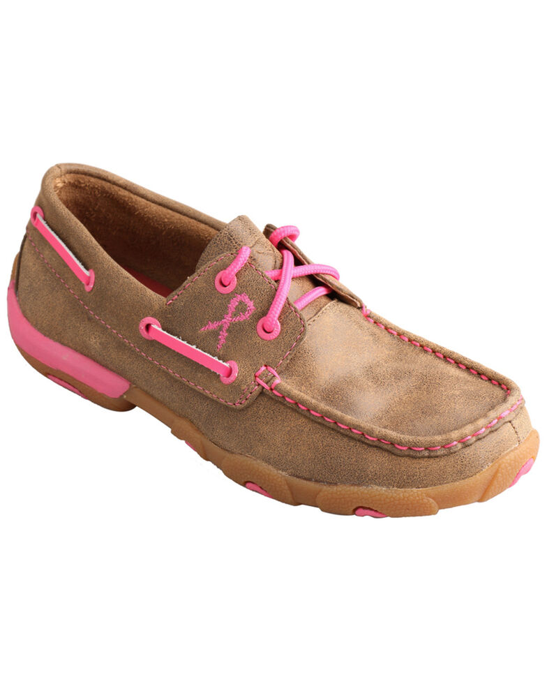 Twisted X Women's Tough Enough to Wear Pink Lace-Up Driving Mocs, Tan, hi-res