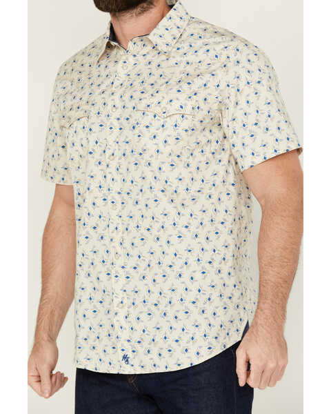 Image #3 - Moonshine Spirit Men's Tenor Southwestern Geo Print Short Sleeve Snap Western Shirt , Cream, hi-res