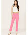 Image #1 - Rolla's Women's Mid Rise Thin Wale Corduroy Stretch Straight Jeans, Pink, hi-res