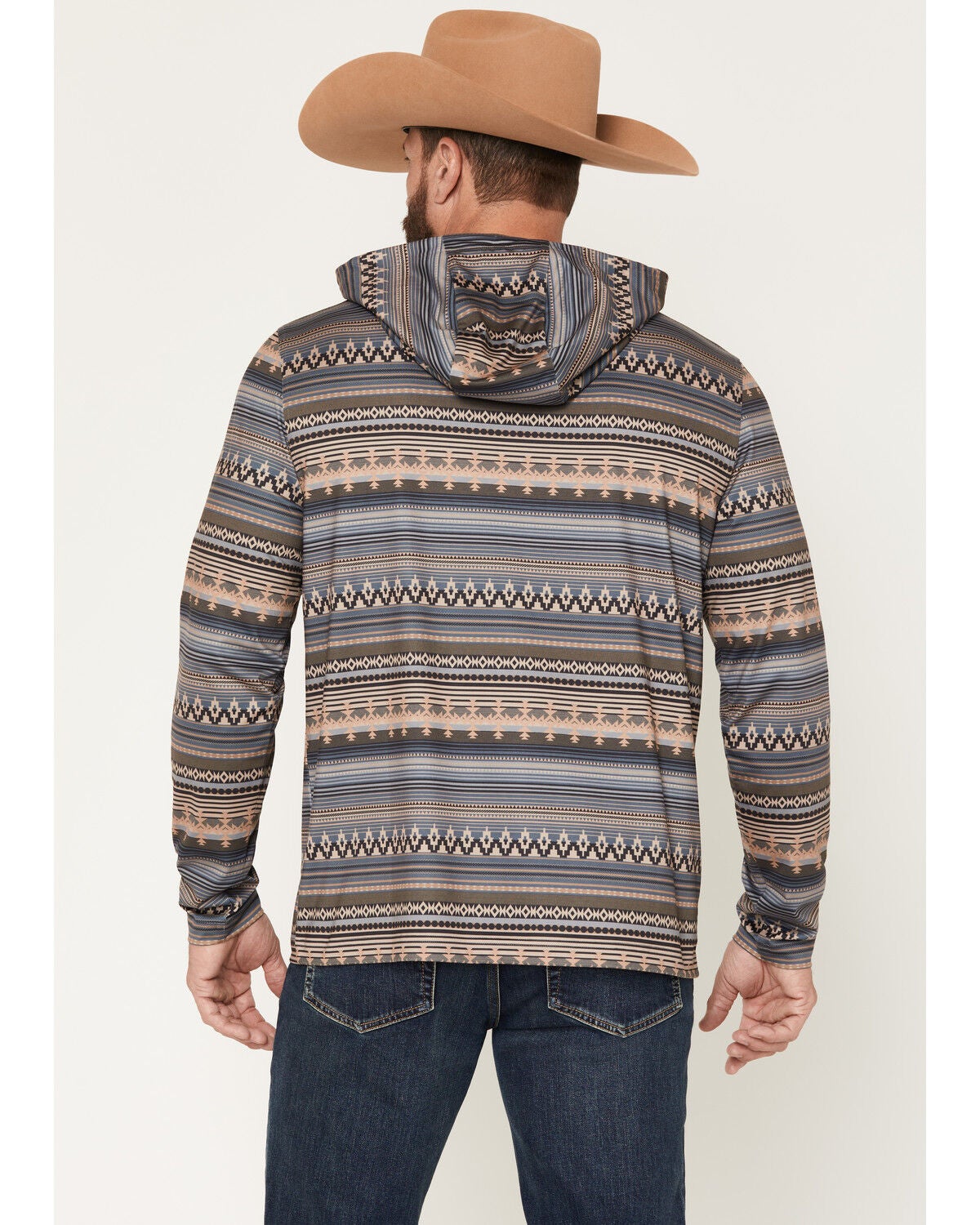 Image #4 - RANK 45&reg; Men's Stone Mesa Southwestern Print Tech Hooded Long Sleeve Shirt, Grey, hi-res