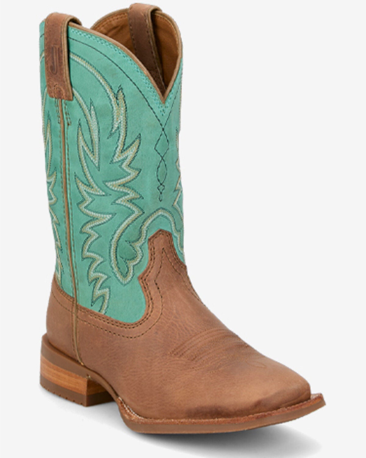 Justin Women's.Outlaw Ryley Performance Western Boots - Broad Square Toe, Tan/turquoise, hi-res