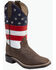 Image #1 - Old West Little Boys' Americana Western Boots - Broad Square Toe, Red/white/blue, hi-res