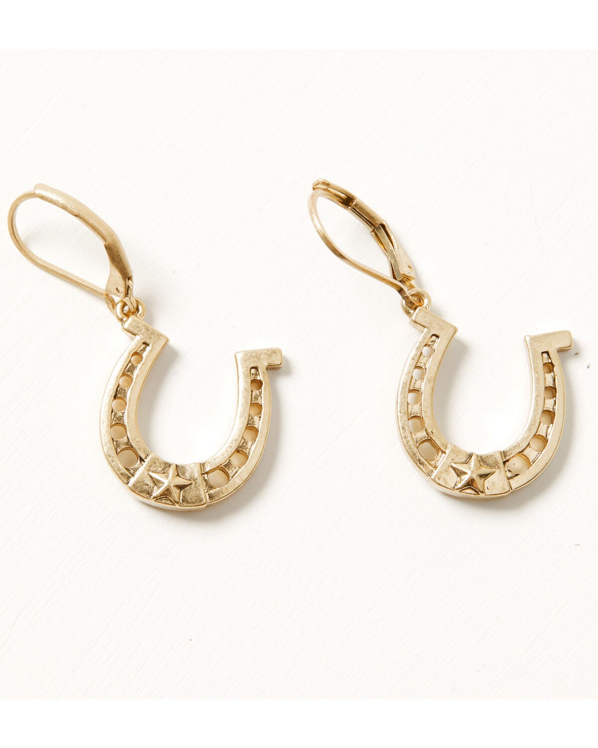 Image #1 - Lainey Wilson Women's Horseshoe Drop Earrings, Gold, hi-res