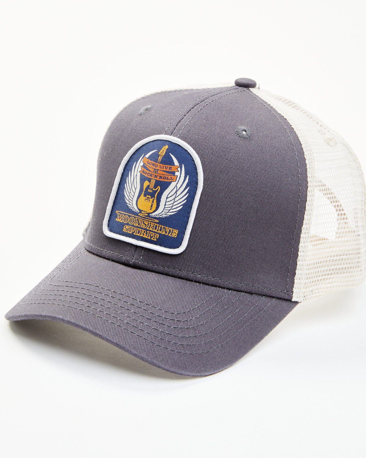 Image #1 - Moonshine Spirit Men's Guitar Wings Patch Mesh-Back Ball Cap, Grey, hi-res