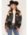 Image #1 - Wrangler Women's Hay Away Running Horse Print Snap Sherpa Jacket, Black, hi-res