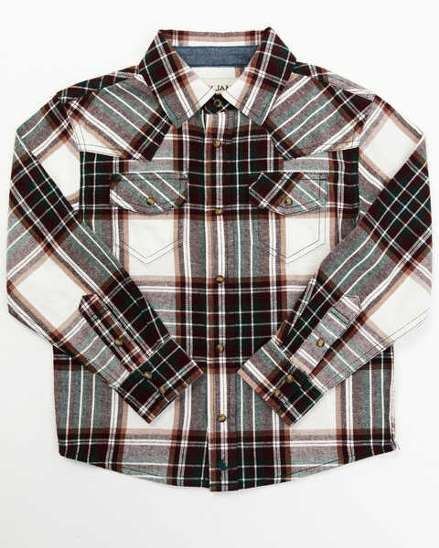 Image #1 - Cody James Toddler Boys' Cabin Fever Long Sleeve Snap Flannel Western Shirt, Cream, hi-res