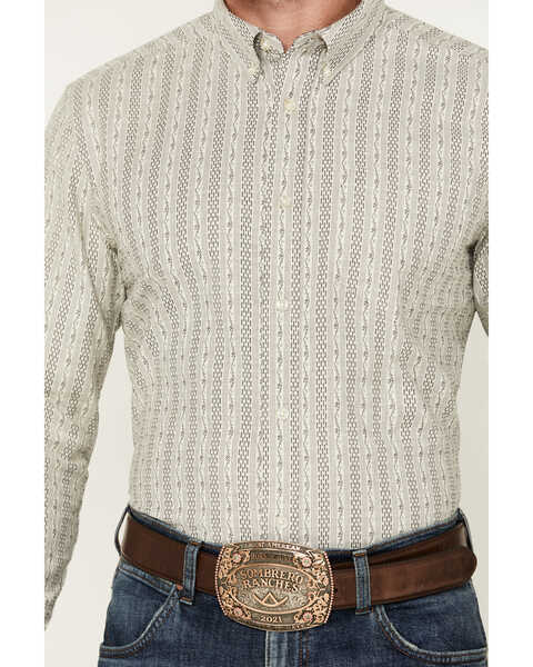 Image #3 - Cody James Men's Sturdy Striped Print Long Sleeve Button-Down Shirt, Ivory, hi-res