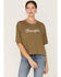 Wrangler Retro Women's Rope Logo Oversized Cropped Graphic Tee, Olive, hi-res