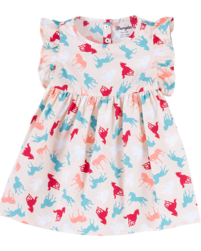 Wrangler Infant-Girls' Horse Print Ruffle Dress, Cream, hi-res