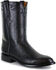 Image #1 - Lucchese Men's Handmade Ward Smooth Ostrich Roper Boots - Round Toe, Black, hi-res