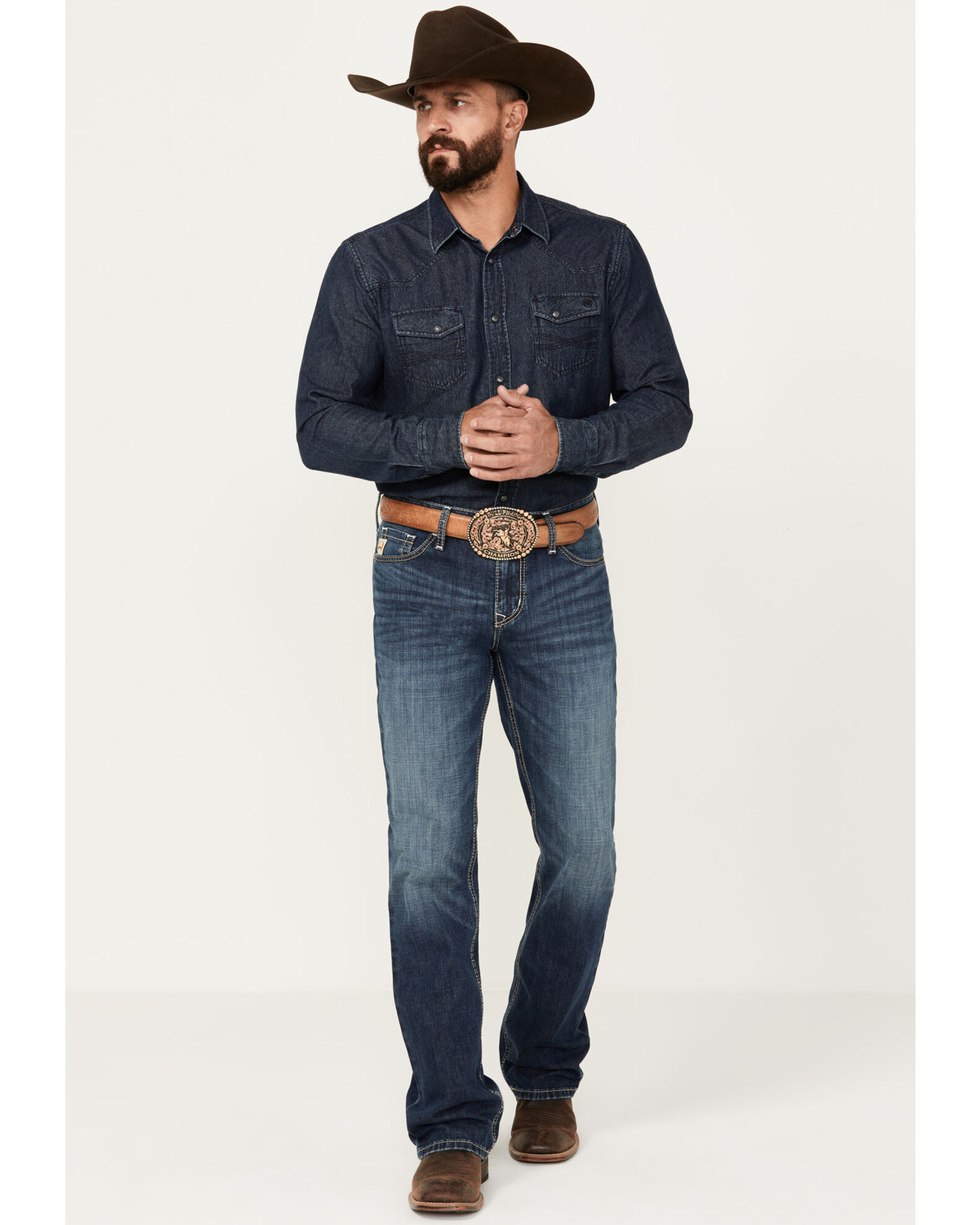 Cinch Men's Ian Dark Wash Slim Bootcut Performance Stretch Denim Jeans |  Sheplers