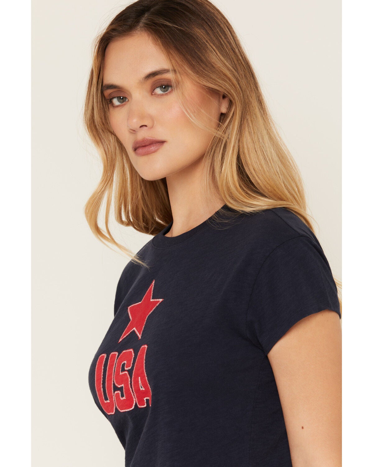 Image #2 - White Crow Women's USA Short Sleeve Graphic Tee, Navy, hi-res