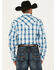 Roper Men's Large Plaid Print Long Sleeve Snap Western Shirt, Blue, hi-res