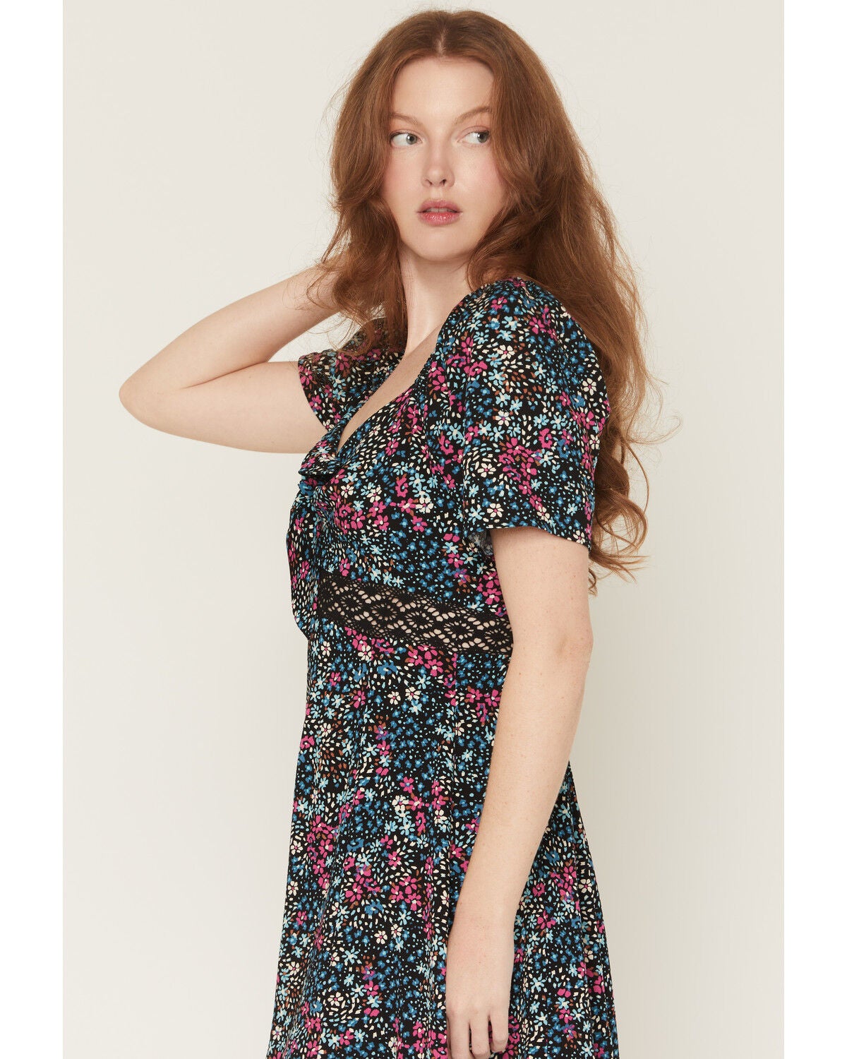 Image #4 - Idyllwind Women's Dudley Floral Print Short Sleeve Tie-Front Midi Dress, Black, hi-res