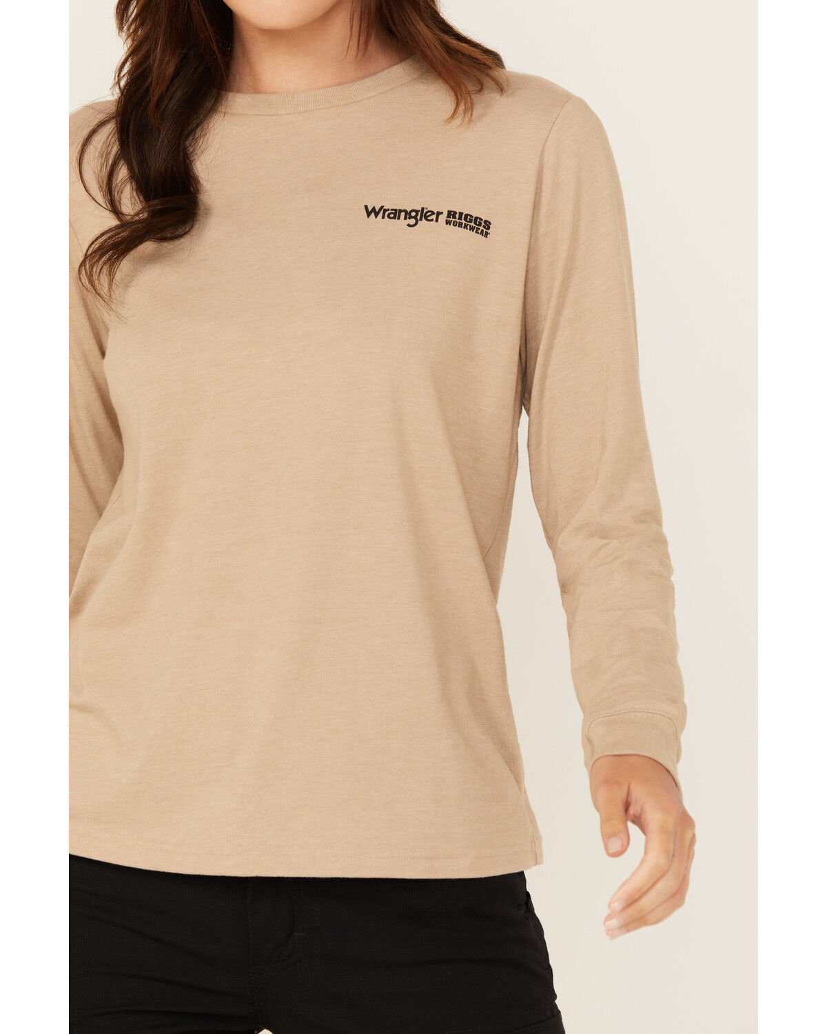 Image #3 - Wrangler RIGGS Women's Boot Barn Exclusive Moto Girl Long Sleeve Graphic Work Tee - Plus, Taupe, hi-res