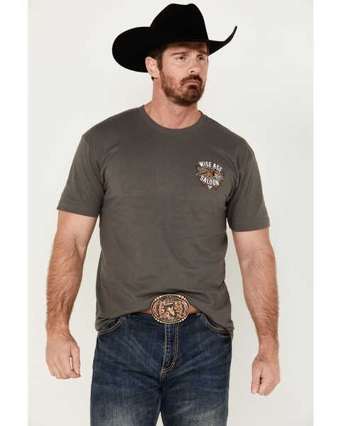 Image #2 - Cowboy Hardware Men's Wise Ass Saloon Short Sleeve Graphic T-Shirt, Dark Grey, hi-res