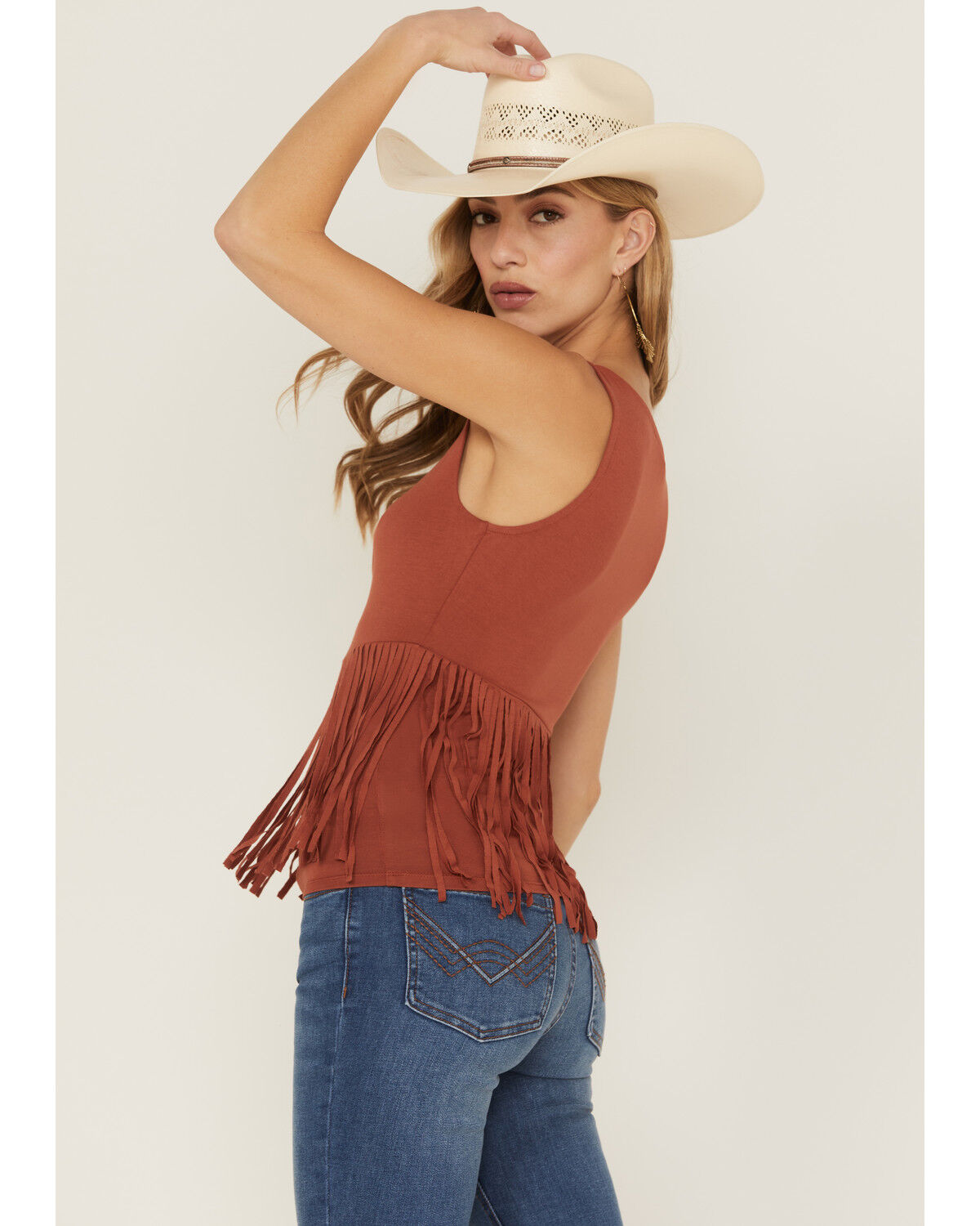 Image #4 - Idyllwind Women's Bluebell Twist & Fringe Top, Pecan, hi-res