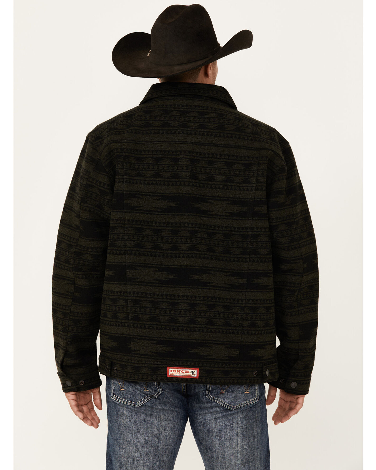 Product Name: Cinch Men's Southwestern Jacquard Twill Trucker Snap Jacket