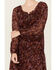 Image #3 - Wild Moss Women's Floral Print Long Sleeve Mini Dress, Burgundy, hi-res