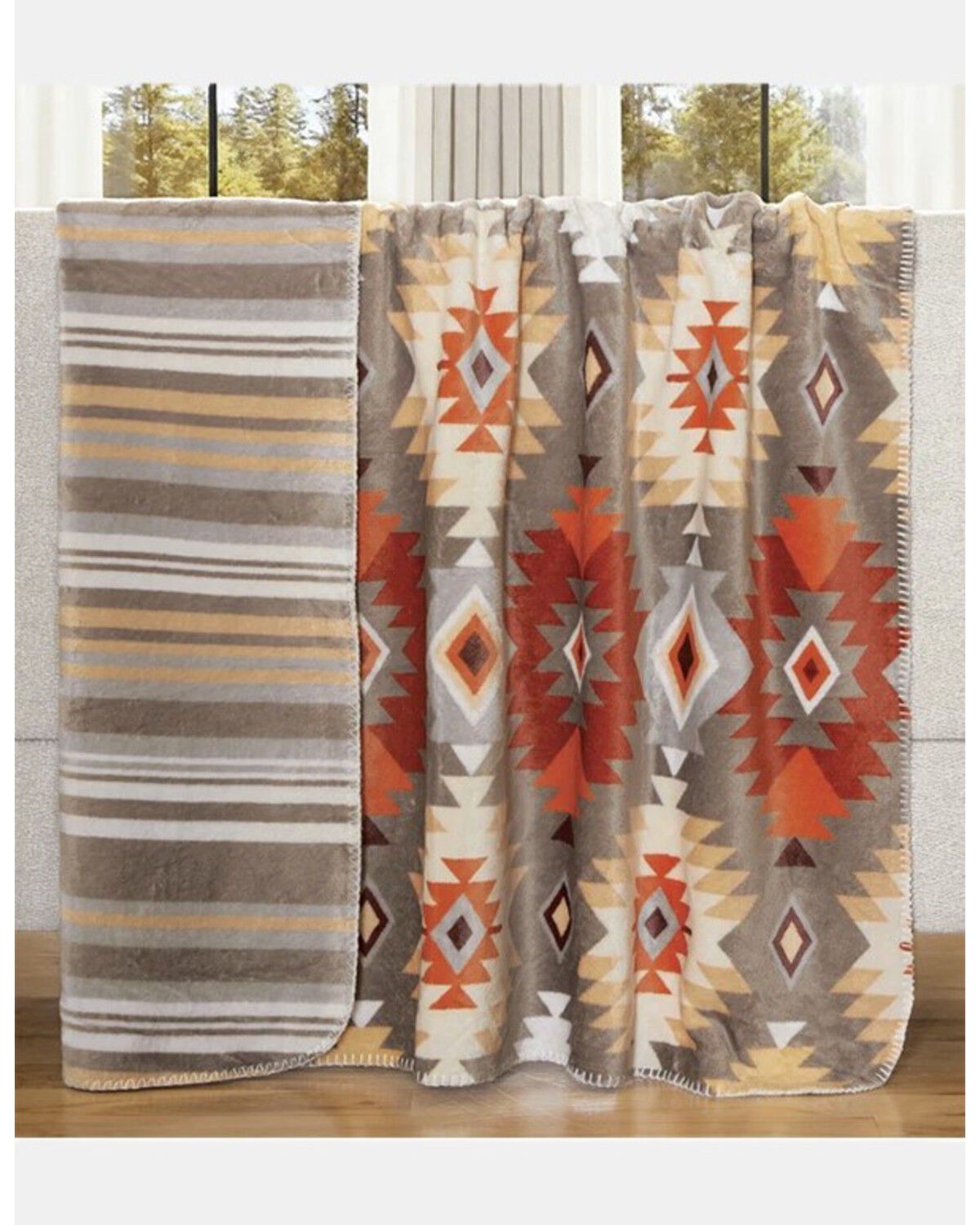 Carstens Home Wrangler Canyon Rock Reversible Plush Throw Blanket, Multi, hi-res