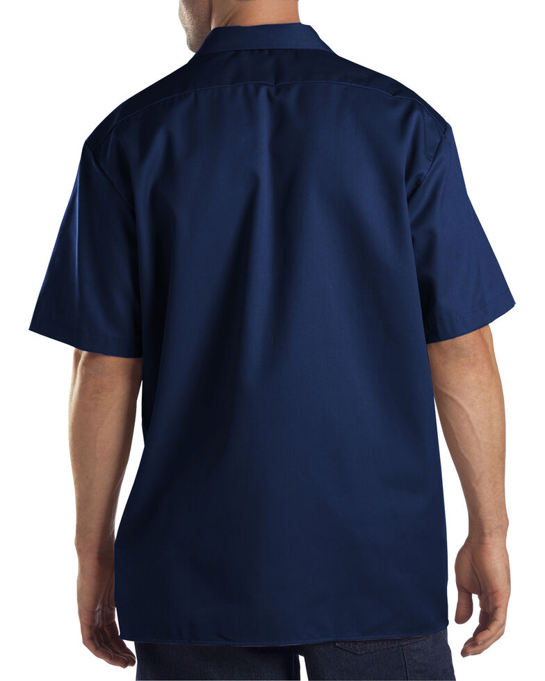 Dickies Men's Solid Short Sleeve Folded Work Shirt, Dark Blue, hi-res