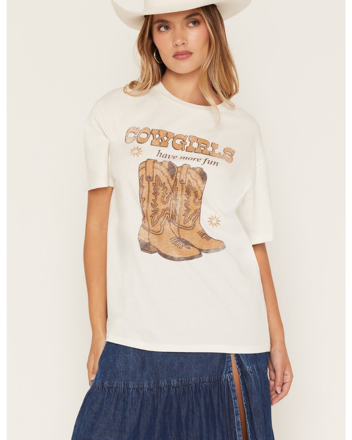 Image #1 - White Crow Women's Cowgirls Short Sleeve Graphic T-Shirt, Ivory, hi-res