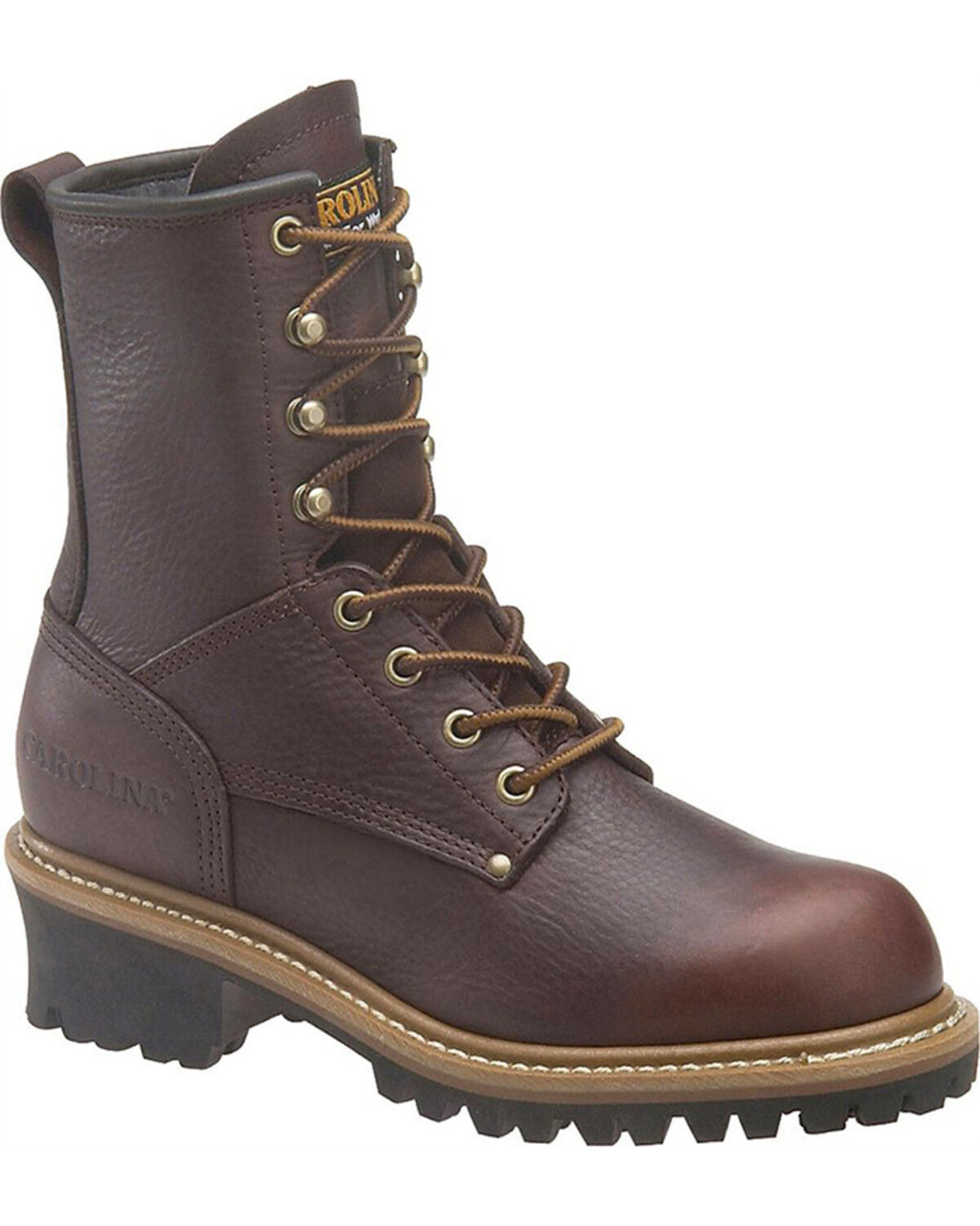 Image #1 - Carolina Women's Elm 8" EH Logger Boots - Round Toe, Dark Brown, hi-res
