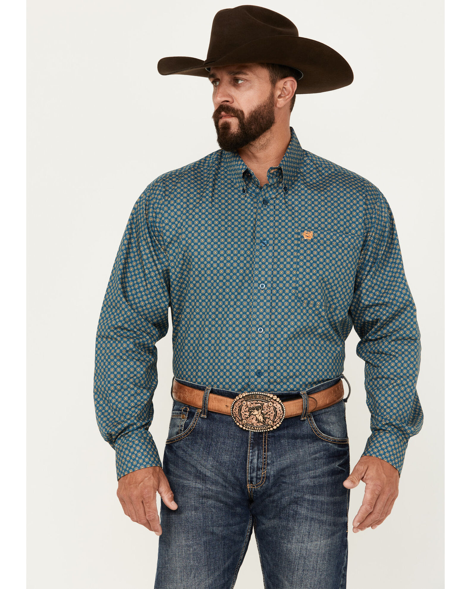 Cinch Men s Medallion Print Long Sleeve Button Down Western Shirt Sheplers