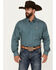 Image #1 - Cinch Men's Medallion Print Long Sleeve Button-Down Western Shirt, Teal, hi-res