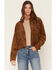 Image #1 - Z Supply Women's Faux Suede Button-Down Cropped Shacket, Tan, hi-res