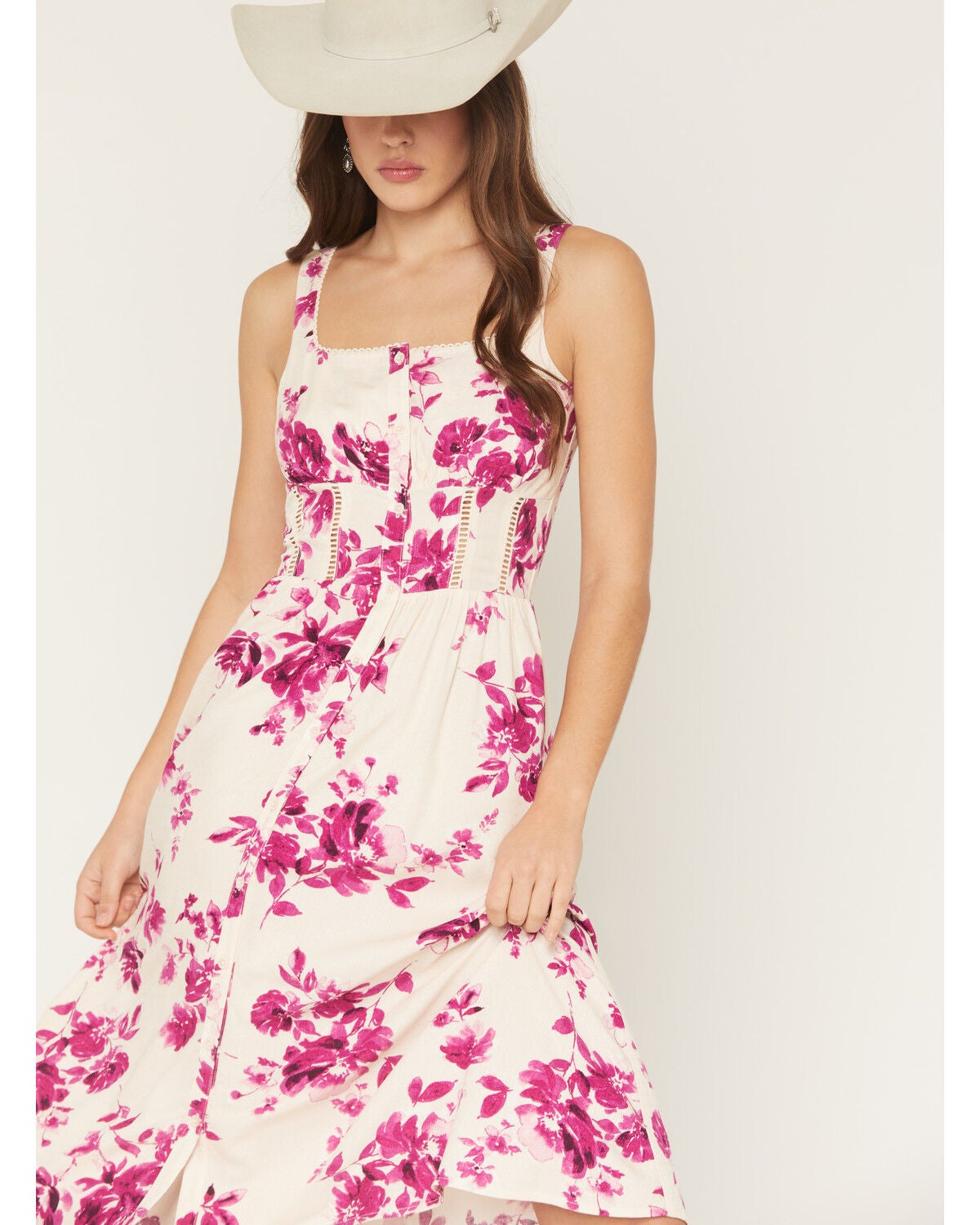 Image #4 - Idyllwind Women's Pike Floral Print Button Front Midi Dress, Light Pink, hi-res