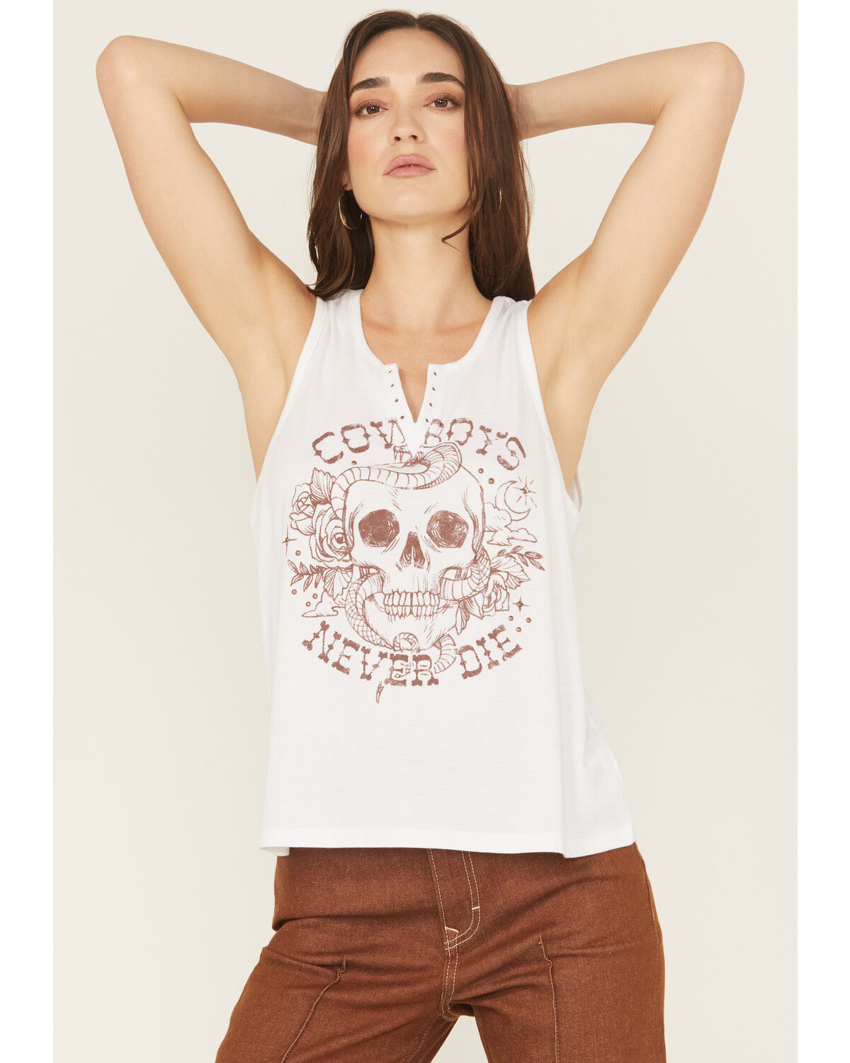 Image #1 - White Crow Women's Cowboys Never Die Tank, White, hi-res