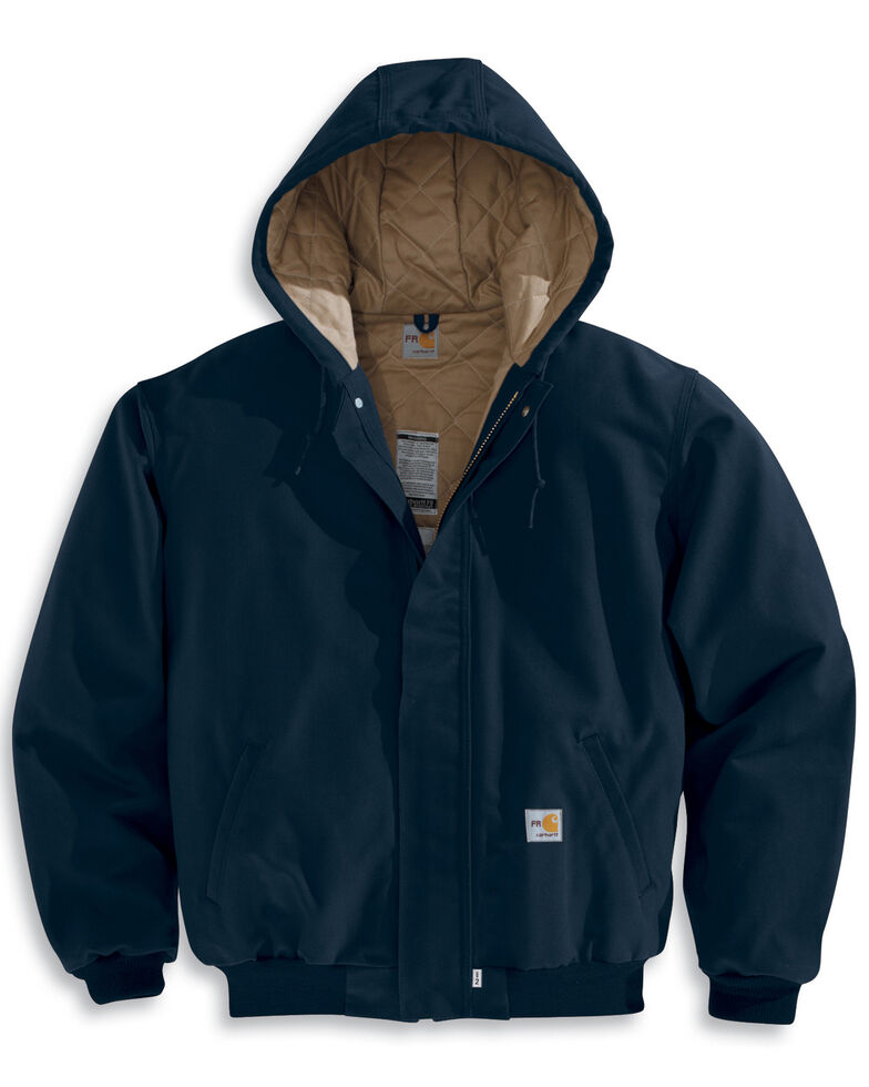 Carhartt Flame-Resistant Duck Active Hooded Jacket - Big & Tall, Navy, hi-res