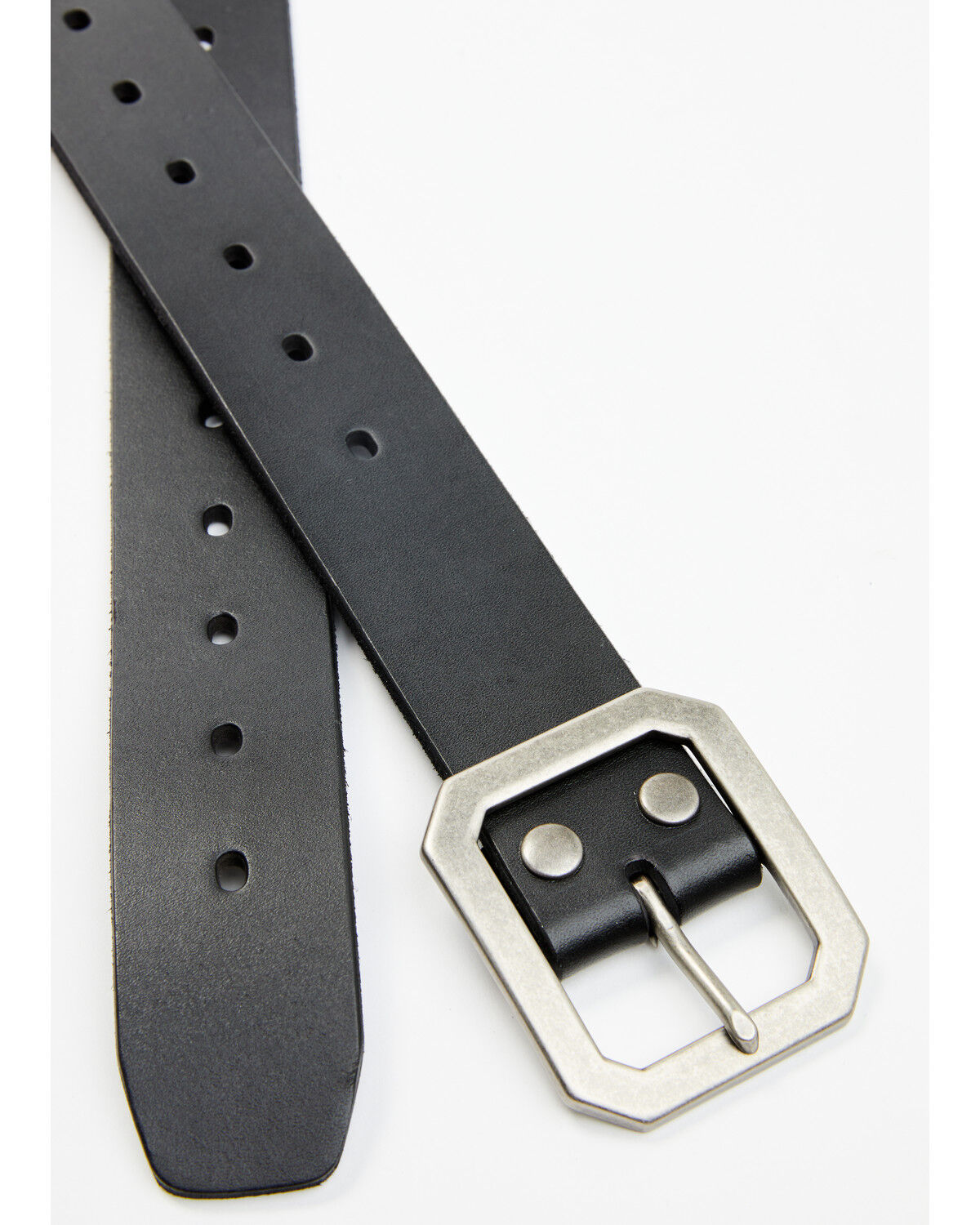 Image #2 - Brothers and Sons Men's Coleman Perforated Smooth Leather Basic Belt, Black, hi-res