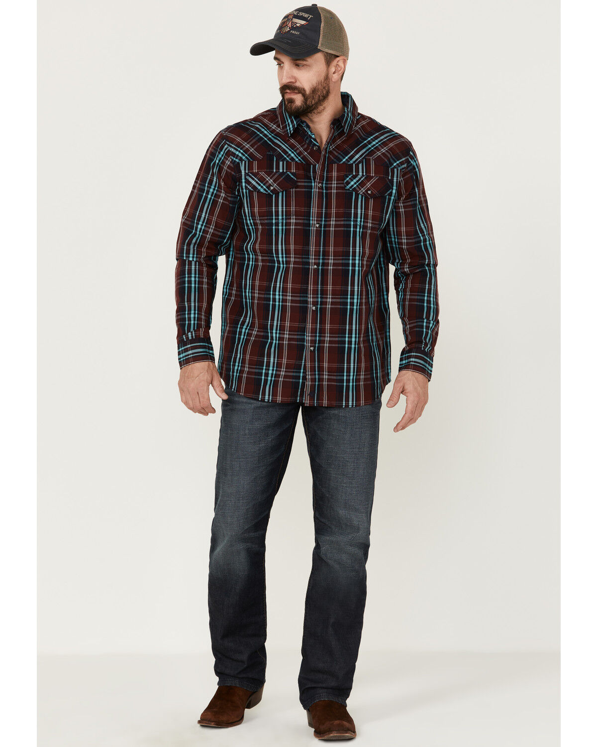 Image #2 - Moonshine Spirit Men's Fire Starter Large Plaid Long Sleeve Snap Western Shirt, Red, hi-res