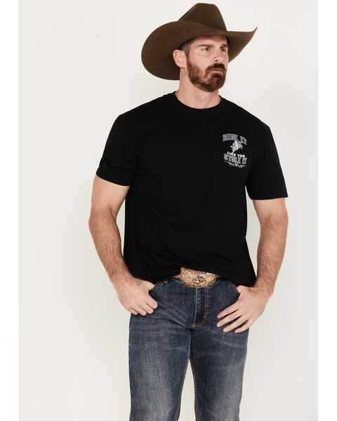 Image #1 - Cowboy Hardware Men's Ride It Like You Stole It Short Sleeve Graphic T-Shirt, Black, hi-res
