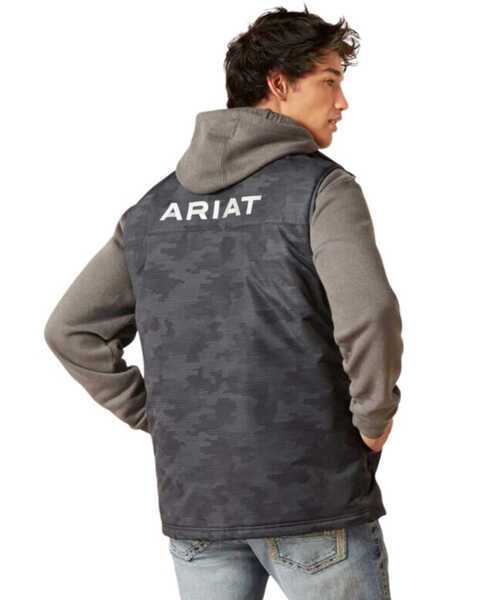 Image #2 - Ariat Men's Team Logo Southwestern Print Insulated Vest, Dark Green, hi-res