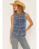 Image #1 - Blue B Women's Boot Barn Exclusive Embroidered Western Motif Denim Top, Medium Wash, hi-res