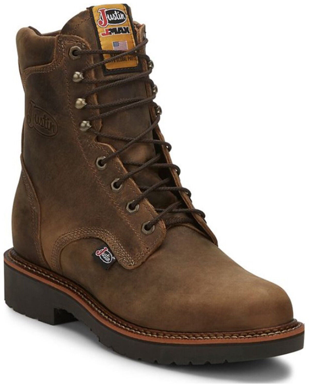 Justin Men's J-Max 8" Blueprint Lace-Up EH Work Boots - Soft Toe, Tan, hi-res